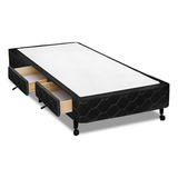 Cama Box Base Castor Poli C/gav Tecido Black Solteiro 88