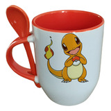 Taza Con Cuchara Pokémon Charmander Personalizable