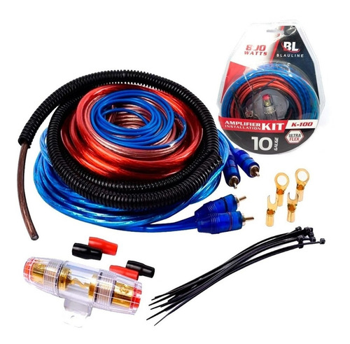 Kit De Cables Para Potencias 800w Rms 10 Gauges Fusible Rca