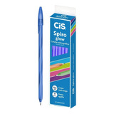 Caneta Cis Spiro Glow Azul Esferográfica 12 Und Tinta Azul