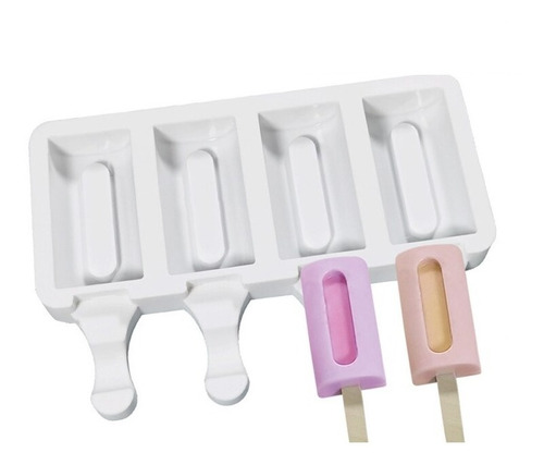 Molde Silicona Paleta Icepop Helado Redondo Acanalado X 4