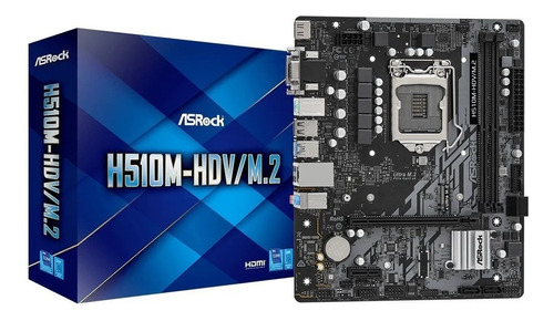 Motherboard Asrock H510m-hdv/m.2 Lga1200 Megasoft Caballito Color Negro