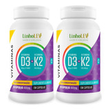 Vitamina D3 + K2 - Colecalciferol + Menaquinona 7 2 Frascos