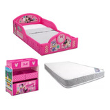 Cama Camita Infantil Con Colchon Y Juguetero Minnie Mouse