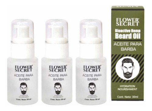 Aceite Para Barba Hidratante Hombres Flower Secret Pack X3