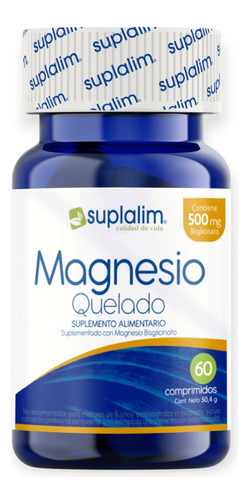 Magnesio Quelado 500mg 60 Comprimidos - Suplalim Sabor Sin Sabor