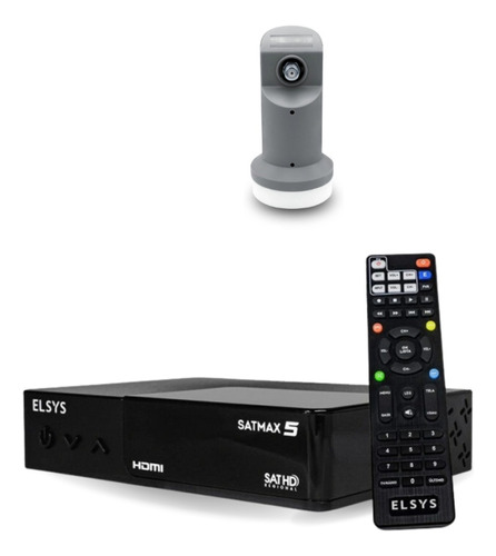 Kit Receptor De Tv Satmax 5 Elsys + Lnbf Simples Aquário
