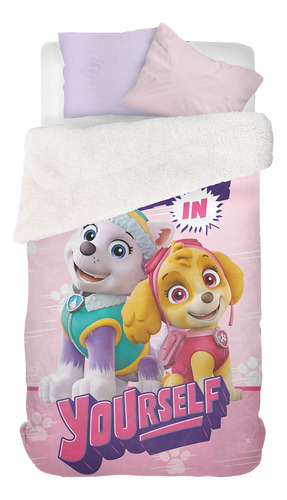 Frazada Infantil Corderito Paw Patrol Perritas Color Rosa