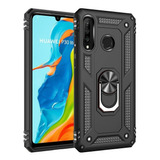 Funda Case P30 Lite Shockproof  Con Anillo Metalico+ Cristal