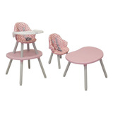 Silla Periquera Prinsel Bistro 3 En 1 Acolchonada Mesita Rosa Bolitas