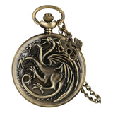 Reloj De Bolsillo Dragones 3 Cabezas | Estilo Antiguo Quartz