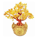 Feng Shui Citrine Quartz Crystal Money Tree Bonsai Style Dec