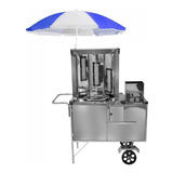 Carrinho De Churrasco Grego Inox Com 1 Torre 3 Queimadores