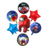 Set De 7 Globos Metálicos Among Us Con Estrellas 55 Cm