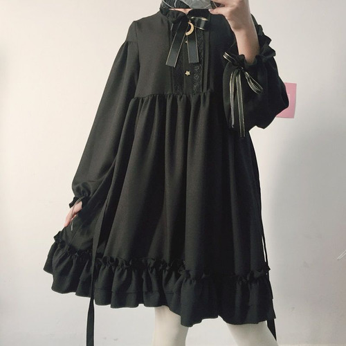 Vestido Harajuku De Manga Gótica Larga Lolita Para Mujer Vic