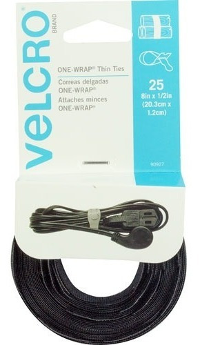 Correas De Velcro Recortadas 25 Pzs Negro Suejeta Cables 