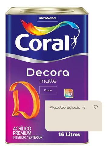 Tinta Parede Fosco Coral Decora Matte Extern/interno 16 Lts