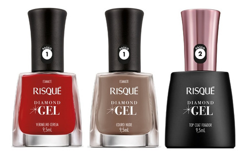 Kit Esmaltes Risque Manicure Atacado 3 Cores Unhas Em Gel