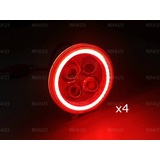 Faro Led Redondo Auxiliar 4 Lupas Arillo Luz Rojo 4 Pza