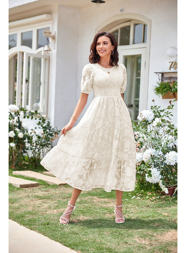 Vestido De Flores Con Cuello Redondo Para Mujer De Verano 20