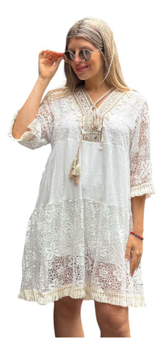 Vestido Importado Broderie Blusa Remeron Mujer Playa Tunica