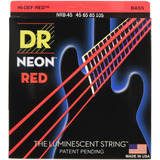 Dr Strings Hi-def Neón Rojo Coated Medio (45  105) De 4 Cue