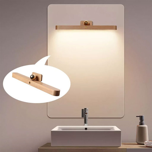 Aplique Moderno Con Espejo Led De Madera B