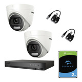 Kit Seguridad Hikvision Dvr 8ch + 2 Camaras 2mpx + Disco2tb
