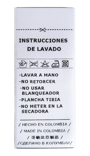 Marquillas Instrucciones De Lavado En Satín.3x7cm. 1000 Unid