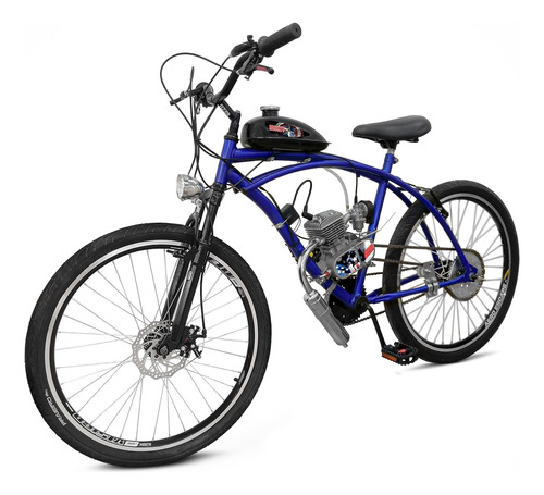 Bicicleta Motorizada 80cc Bike Moskito Aro 26 Cor Azul 44d