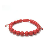 Pulsera Howlita Roja Cierre Tejido Reiki Moda Unisex 2021