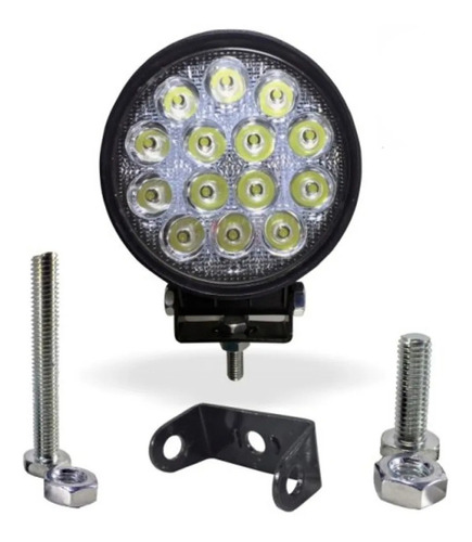 Farol Led Auxiliar 42w 14 Leds Redondo Automotivo 12v 24v 