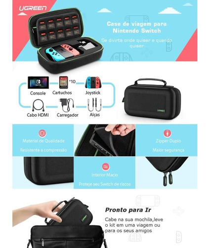 Case Bag Bolsa Estojo Ugreen Para Nintendo Switch Preto