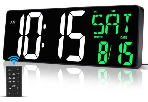 Reloj De Pared Digital Grande De 17 Pulgadas Con Control Rem