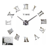 Reloj De Pared 3d Grande Plateado Diseño Moderno