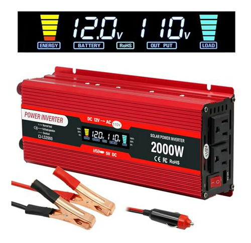 Inversor De Corriente 12v A 110v 1000w Con Usb Y 2 Salidas A