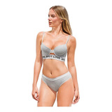 Brassiere Dama Gris Con Letras En Corte Laser 810-76