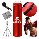 Saco Boxeo Profesional De Piel Premium1.5m Vacio Kick Boxing Color Rojo