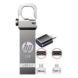 Memoria Usb 3.1 2 Tb Alta Velocidad 2000gb Plateado