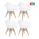 4 Cadeiras Eames Junior Infantil  Com Braços  Kids  Cores Cor Branco