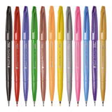 Canetas Pincel Pentel Touch Sign Pen Desenho Com 12
