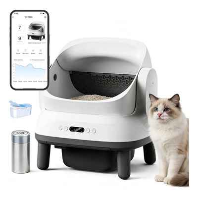 Arenero Autolimpiable Tapa Abierta Con Aplicación Para Gatos