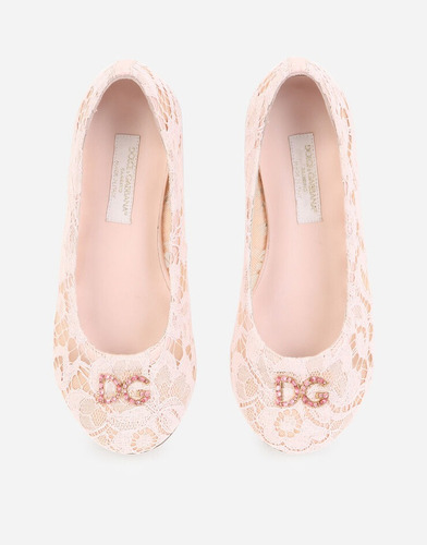 Zapatos Bailarinas De Encaje Laminado Dolce & Gabbana