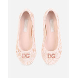 Zapatos Bailarinas De Encaje Laminado Dolce & Gabbana