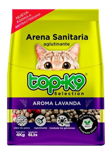 Arena Sanitaria Aglutinante Gato 4 Kg Topk9 Varios Aromas