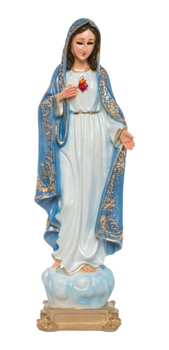 Virgen Maria Sagrado Corazon Figura De Resina Aerografo 29cm