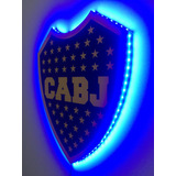 Cuadro Escudo Pared Boca Juniors Con Luces Led Azul + Tecla