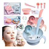 Set Kit Para Mascarilla Facial Bowl Cuchara Espátula X8 Un.