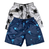 Kit 2 Shorts Masculinos Moda Praia Plus Size Tactel G1 G2 G3