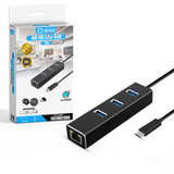 Adaptador De Rede Typc-c Hub Light Strip 3.0 Hub Para Rj45 Ethernet Gigabit Lan 1000bps Lumi